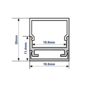 LED Profile 19x20mm Anodised Aluminium