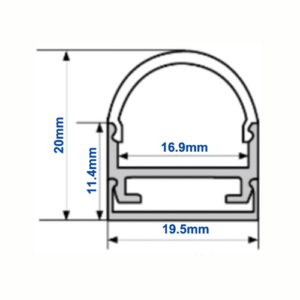 LED Profile 19x20mm Anodised Aluminium - Lightrail