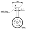 Lightrail albion bracket welding line drawing LED Handrail Brackets Stair Handrail Brackets