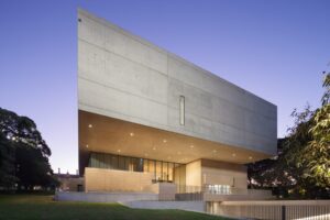 LED handrail in a contemporary museum.
