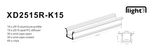 LED Recessed Profile Matt Black | 25x15mm | XD2515R