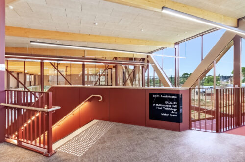 Lightrail_American_Oak_LED_handrail_15w_Blackline_series_Emannuel_college_