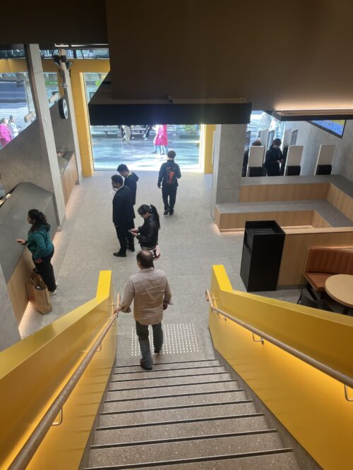 Lightrail_American_Oak_LED_handrail_sytstem_with_Blackline_BL118_McDonalds_town_hall_Melbourne (4)