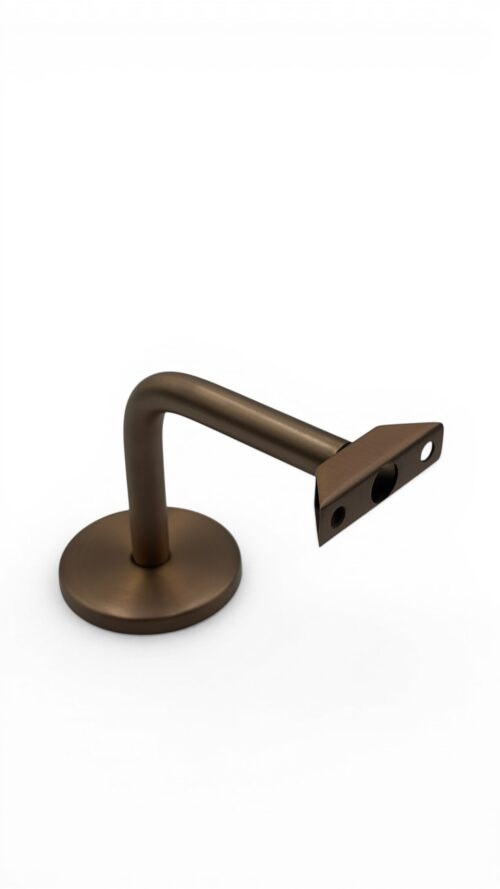 Satin bronze 316 stainless steel LED handrail bracket by Lightrail with internal LED tape channel for seamless continuous illumination