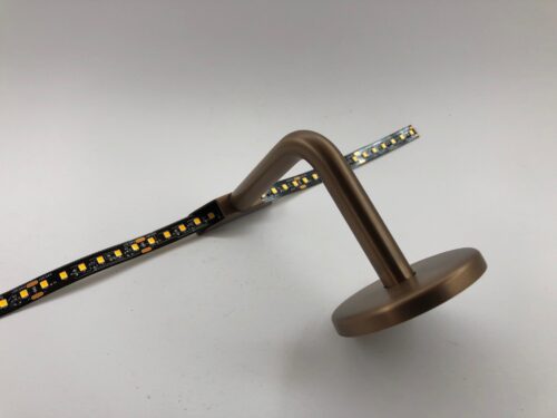 Lightrail LED Handrail Stand-Off Bracket in Satin Bronze, Compatible with LED Strip Passage in Solid and Hollow Versions