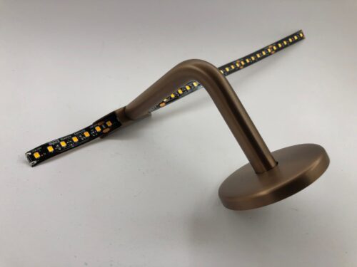 Lightrail LED Handrail Stand-Off Bracket in Satin Bronze, Compatible with LED Strip Passage in Solid and Hollow Versions