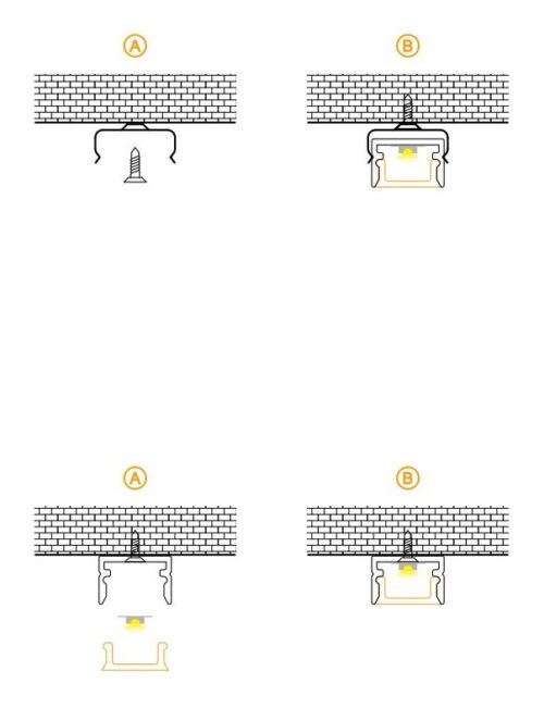 Installation options for Lightrail XD1208 Mini LED Profile.