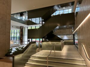 Indoor walkway with LED handrail system at Elizabeth North.