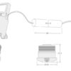 Technical dimensions of the LightrailPOD26 LED handrail light, including the 26mm cut and mounting instructions.