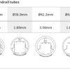 Compatibility chart showing different handrail tube sizes for the LightrailPOD26 LED light.