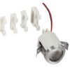 LightrailPOD26 LED handrail light shown with tube adapters for various handrail sizes.