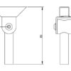 Dimension diagram of the 1414PTSA adjustable hollow post top stem for LED lighting.