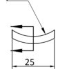 Dimension diagram of the SDL3850 curved saddle, side view with measurements.