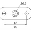 Top view dimension diagram of the SDL3850 curved saddle for handrail brackets.
