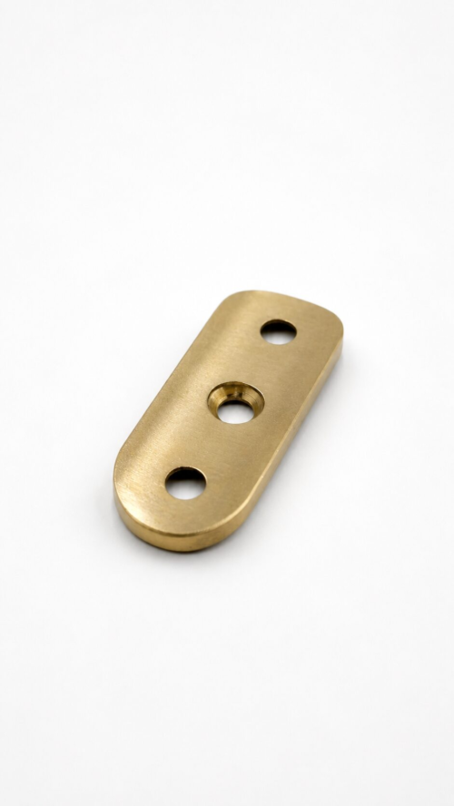 Lightrail SDL3850 curved saddle in satin brass finish for handrail brackets.