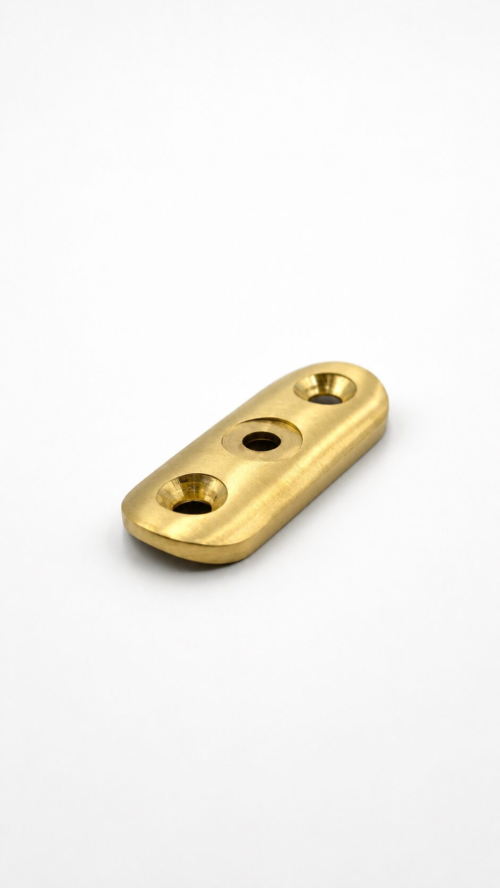Lightrail SDL3850 curved saddle in satin brass finish for handrail brackets.