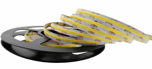 Lightrail COB608.22.TW tunable white dot-free COB LED strip on black reel, unlit with 608LED/m design