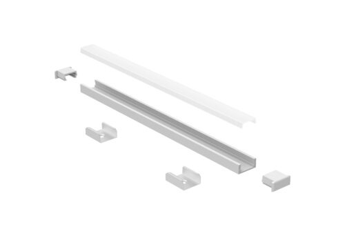 Surface mounted aluminium LED profile 16x7mm with opal diffuser for cabinetry and architectural linear lighting