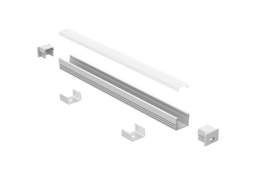 Surface mounted aluminium LED profile 16x12mm with opal diffuser for joinery and architectural linear lighting