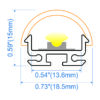 XD1815 18x15mm aluminium LED profile with curved opal diffuser and accessories